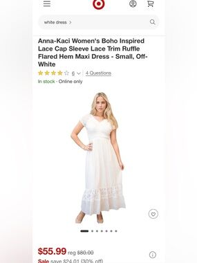 White Lace-Sleeve Midi Dress